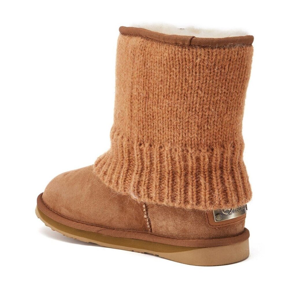Australia Luxe Boots Women 9 Chestnut Fame Short Suede Brown Knit New - Picture 3 of 7